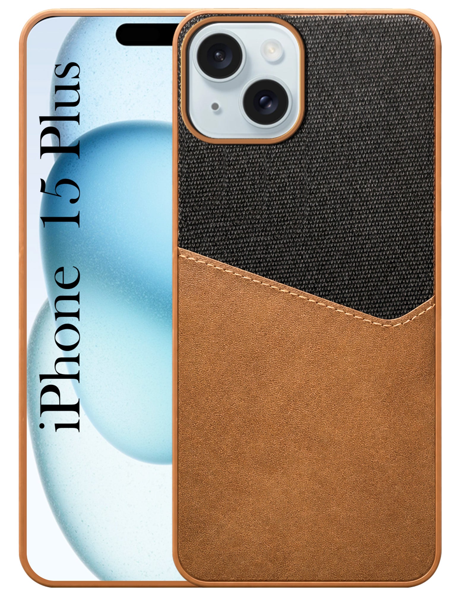 For Apple iPhone 15 Plus Back Cover Case (Dual PU Leather Stitch | Professional Minimalist | Soft and Flexible)