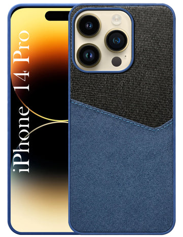 For Apple iPhone 14 Pro Back Cover Case (Dual PU Leather Stitch | Professional Minimalist | Soft and Flexible)