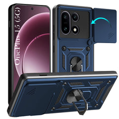 For OnePlus 15 5G Back Cover Case Hybrid Armor (Sliding Shutter Camera Protection | Polycarbonate |Ring Holder Kickstand)