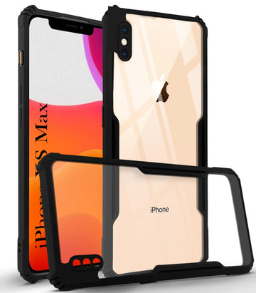 For Apple iPhone Xs Max Back Cover Case ( Shockproof with Polycarbonate Clear Panel | Professional Black)