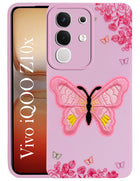 For Vivo iQOO Z10x Back Cover Case (Soft Butterfly Embroidery | Women Teen Girls | Camera Protection| Matte Silicone)
