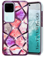 For Vivo V30 | Vivo V30 Pro 5G Back Cover Case (Dual Design Glitter Sparkle and Detachable Diamond Print Case | Soft and Flexible)