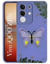 For Vivo iQOO Z10x Back Cover Case (Soft Butterfly Embroidery | Women Teen Girls | Camera Protection| Matte Silicone)