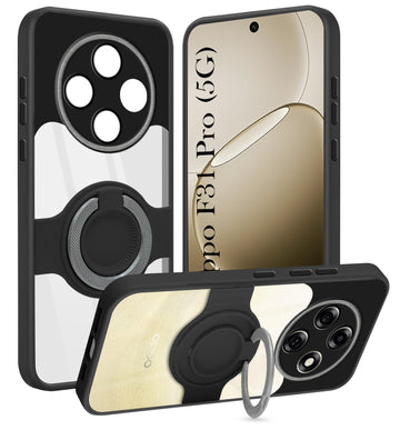 For Oppo F31 Pro Back Cover Case with stand (Built-in Ring Holder Kickstand | Lifetime Anti Yellow | Camera Protection)