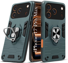 For Apple iPhone 17 Pro Max Back Cover Case (Shockproof Dual Layer Polycarbonate |Ring Holder Kickstand)