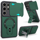 For Samsung Galaxy S24 Ultra Back Case Cover Metallic (Hybrid Armor Kickstand | Sliding Shutter Camera Protection | MagSafe Compatible)