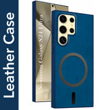 For Samsung Galaxy S24 Ultra Back Cover Case (Sleek Leather Finish | MagSafe Compatible Wireless Charging | Camera Bump Protection)