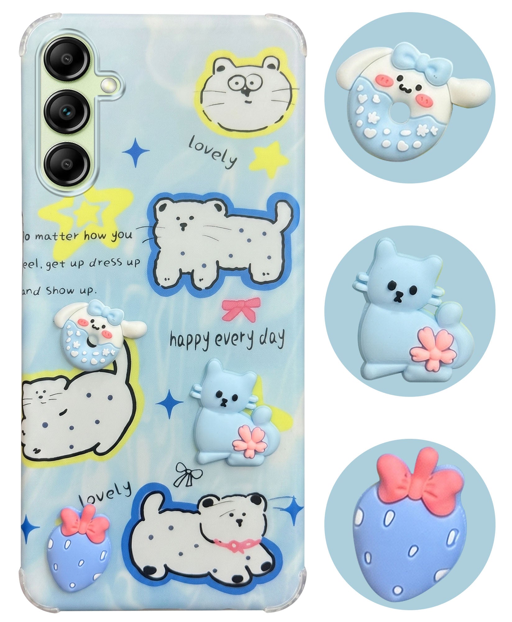 For Samsung Galaxy A14 4G | 5G Back Cover Case (3D Cute Cartoons | Hard Back Side Soft | Matte Premium Finish | HD Printing)