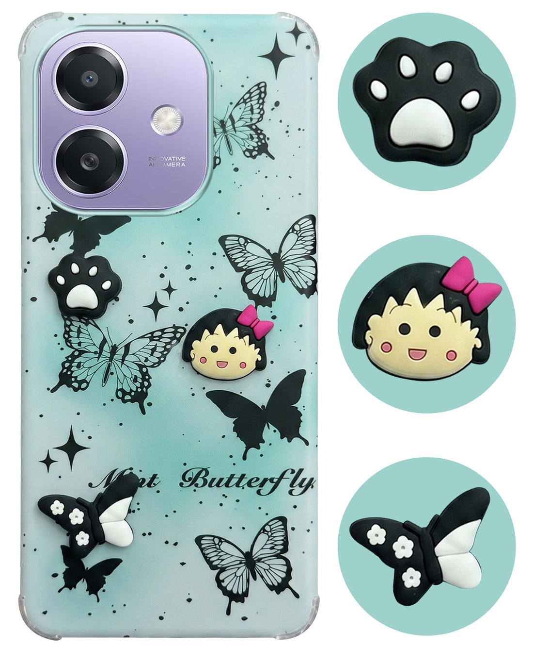 For Oppo A3X (4G/5G) | Oppo A3 5G Back Cover Case (3D Cute Cartoons | Hard Back Side Soft | Matte Premium Finish | HD Printing)