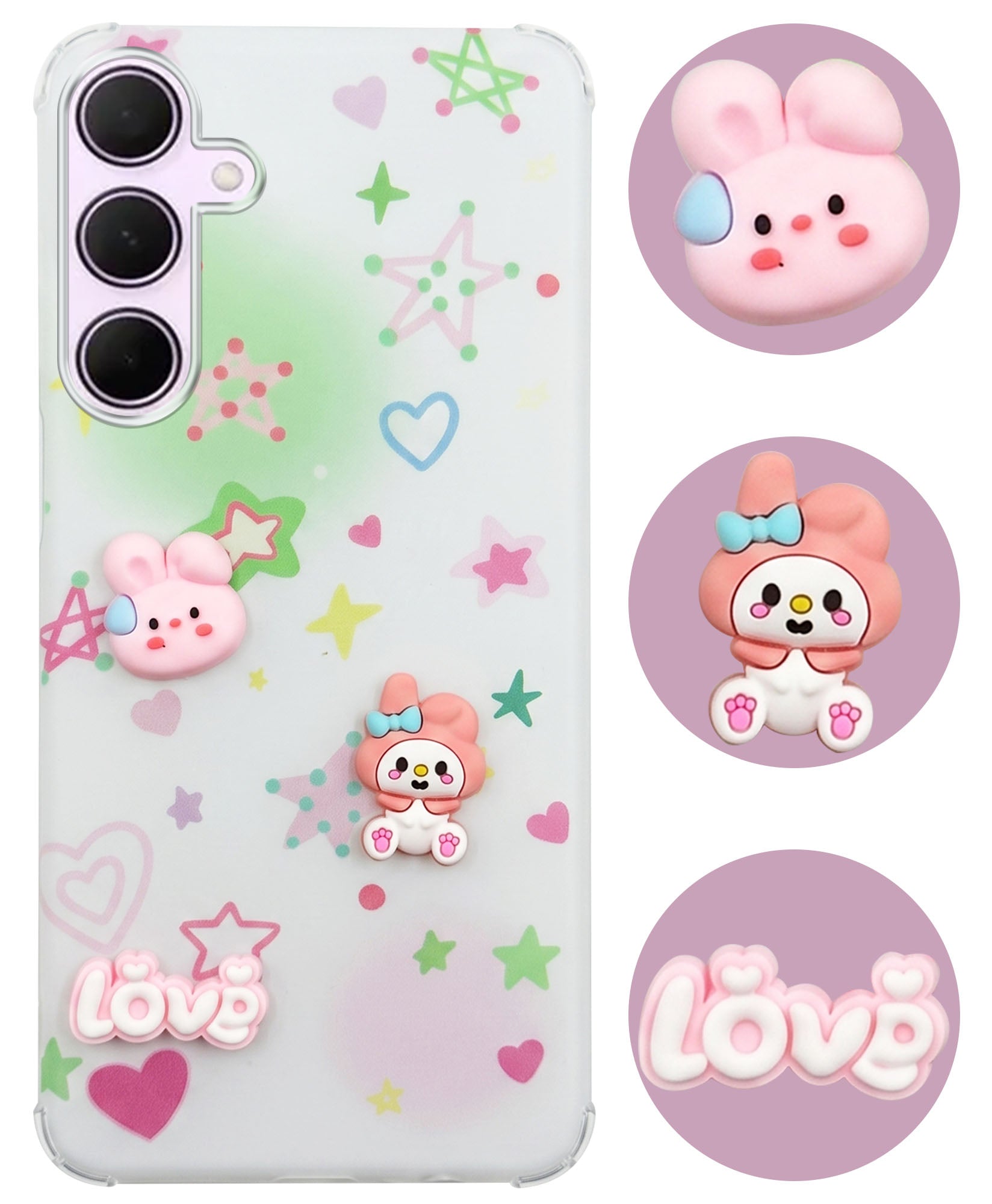 For Samsung Galaxy A35 5G Back Cover Case (3D Cute Cartoons | Hard Back Side Soft | Matte Premium Finish | HD Printing)
