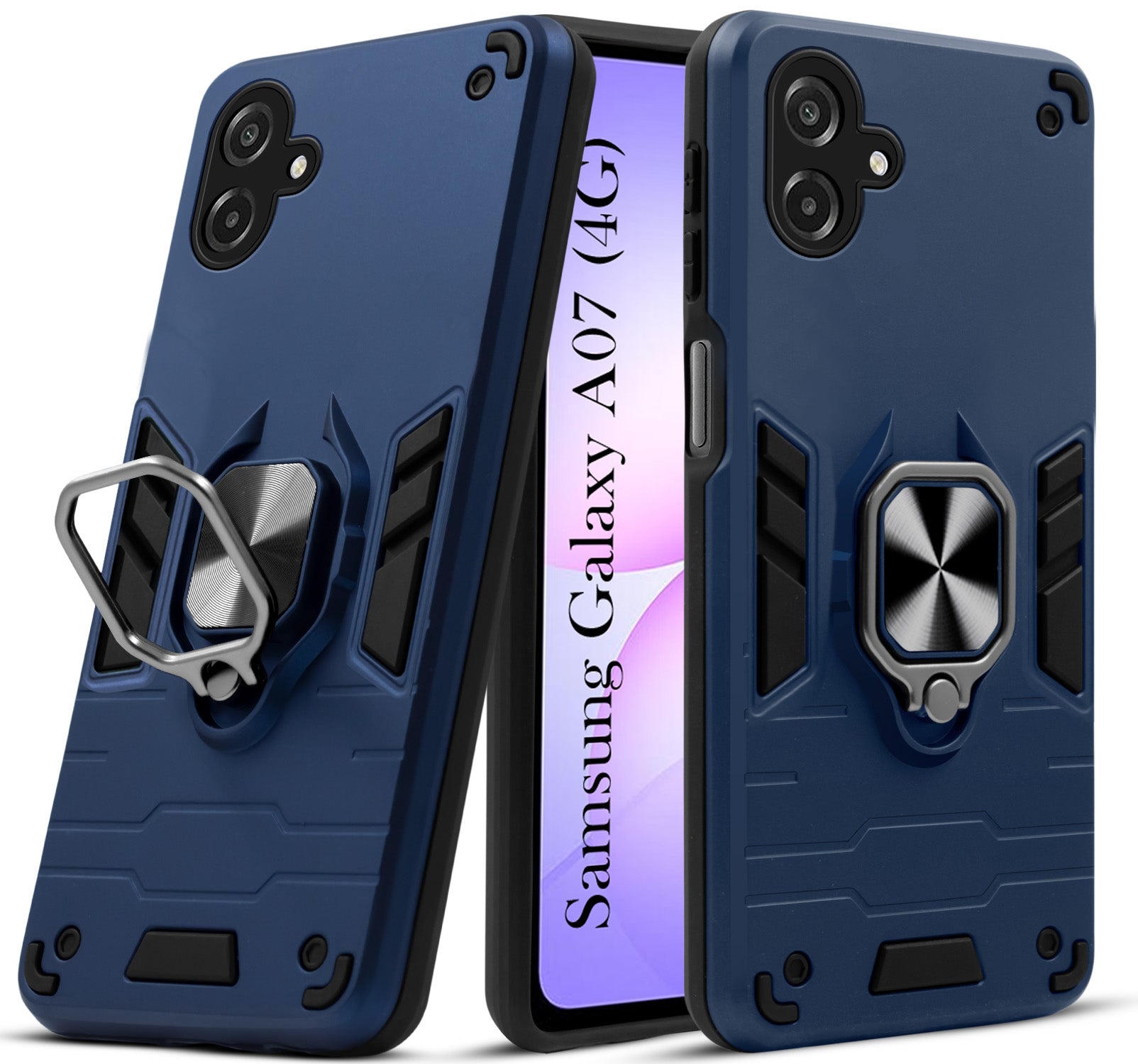 For Samsung Galaxy A07 4G Back Cover Case Hybrid Armor (Shockproof Dual Layer Polycarbonate |Ring Holder Kickstand)