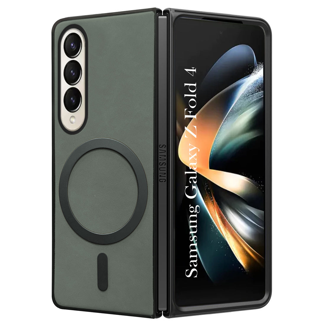 For Samsung Galaxy Z Fold 4 5G Back Cover Case (MagSafe Wireless Charging Compatible | Sleek Leather Finish | Inside Microfiber Cloth)