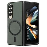 For Samsung Galaxy Z Fold 4 5G Back Cover Case (MagSafe Wireless Charging Compatible | Sleek Leather Finish | Inside Microfiber Cloth)