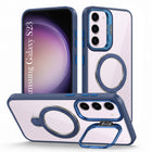 For Samsung Galaxy S23 5G Back Cover Case Crystal (Lifetime Anti Yellow | Magnetic Ring Stand | Camera Lens Protection | MagSafe Compatible)