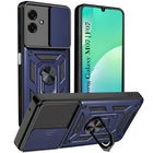 For Samsung Galaxy M07 | Samsung Galaxy F07 Back Cover Case Hybrid Armor (Sliding Shutter Camera Protection | Polycarbonate |Ring Holder Kickstand)