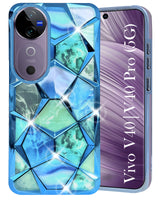 For Vivo V40 | Vivo V40 Pro 5G Back Cover Case ( Dual Design Glitter Sparkle and Detachable Diamond Print Case | Soft and Flexible)