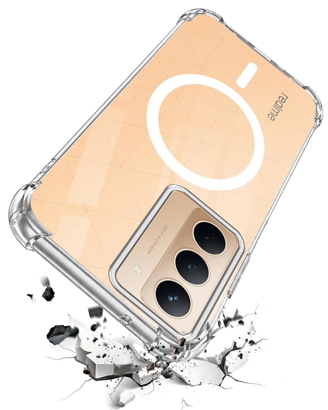 For Realme P3x Back Cover Shockproof Crystal-Clear (Magsafe Wireless Support | Drop & Camera Protection | Hard Polycarbonate)