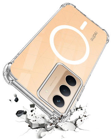 For Realme P3x Back Cover Shockproof Crystal-Clear (Magsafe Wireless Support | Drop & Camera Protection | Hard Polycarbonate)