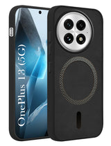 For OnePlus 13 Back Cover Case Leather Finish (MagSafe Compatible Wireless Charging | Soft Touch | Camera Bump Protection)