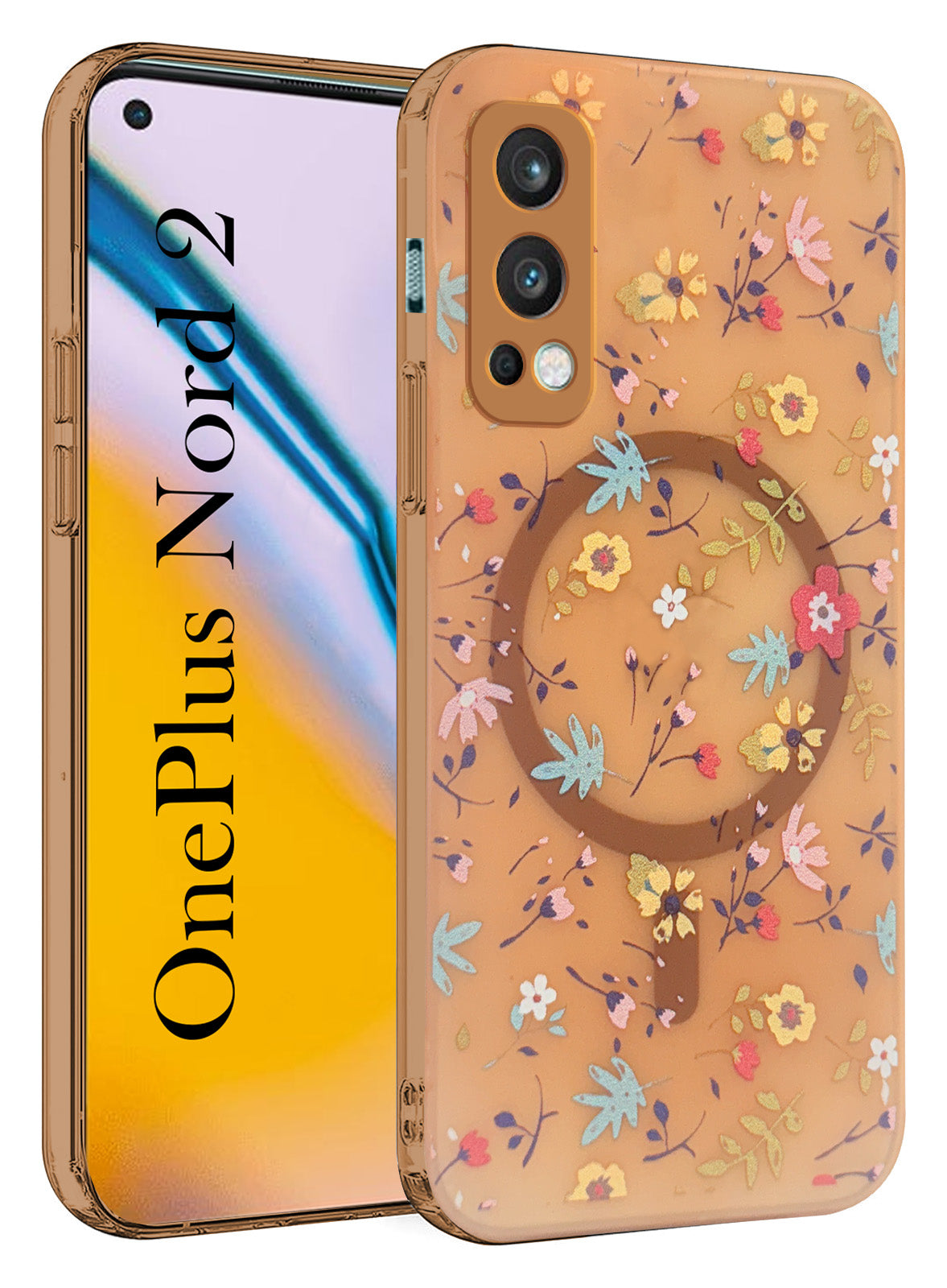 For OnePlus Nord 2 Back Cover Case (Cute Floral Design | Flower Print for Girls | MagSafe Compatible Wireless Charging)