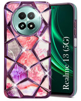 For Realme 13 Back Cover Case (Dual Design Glitter Sparkle and Detachable Diamond Print Case | Soft and Flexible)