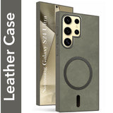 For Samsung Galaxy S24 Ultra Back Cover Case (Sleek Leather Finish | MagSafe Compatible Wireless Charging | Camera Bump Protection)