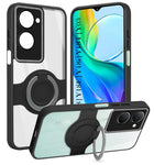 For Vivo Y18 | Y18e | Y03 | Y18i | Y18t Back Cover Case with stand (Built-in Ring Holder Kickstand | Lifetime Anti Yellow | Camera Protection)