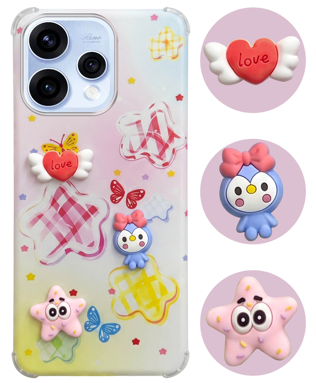 For Oppo Reno15 5G | Oppo Reno 15 5G Back Cover Case (3D Cute Cartoons | Hard Back Side Soft | Matte Premium Finish | HD Printing)