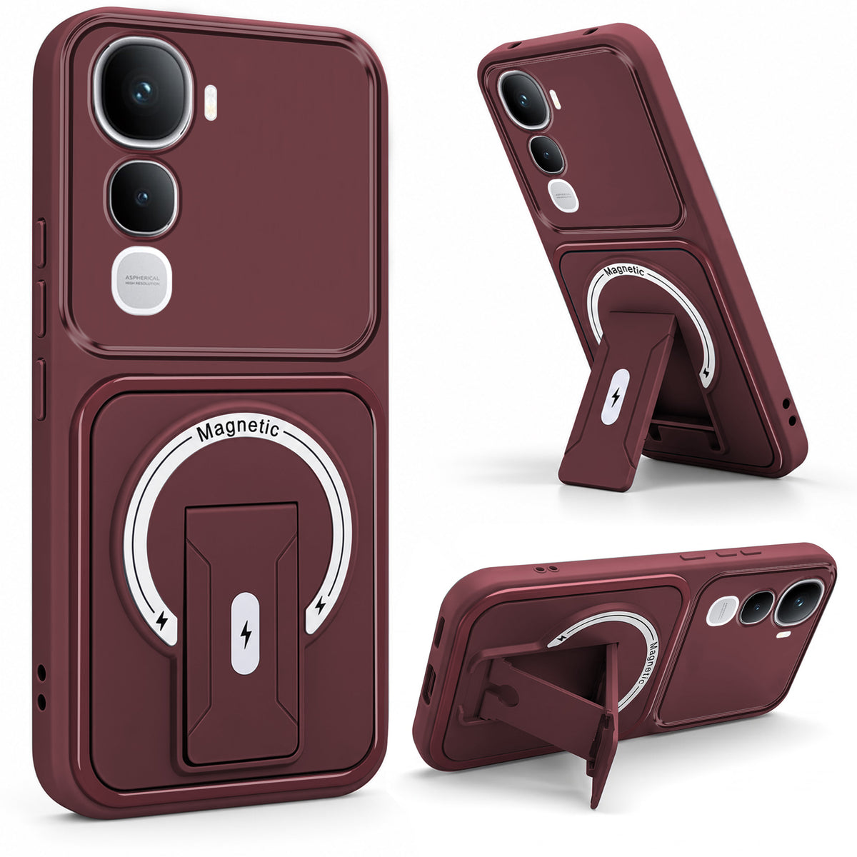 For Vivo Y400 Back Case Cover Metallic (Hybrid Armor Kickstand | MagSafe Compatible | Camera Protection Shockproof)