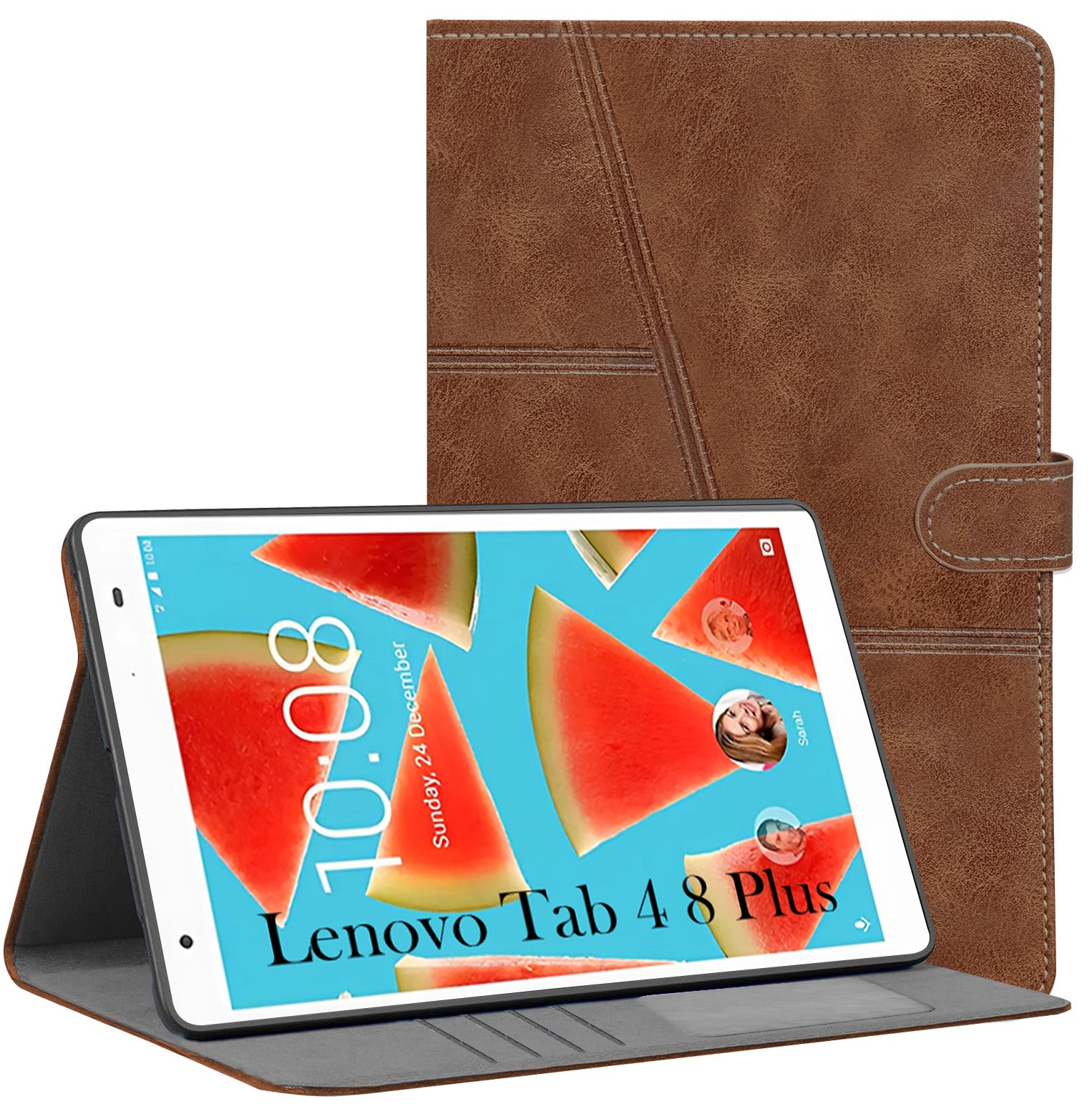 For Flip Cover Folio Case Lenovo Tab 4 8 Plus (TB-8704X) 8 Inch (PU Leather | Multi-Angle Smart Stand | Card Storage Slots | Silicone Back Pouch)