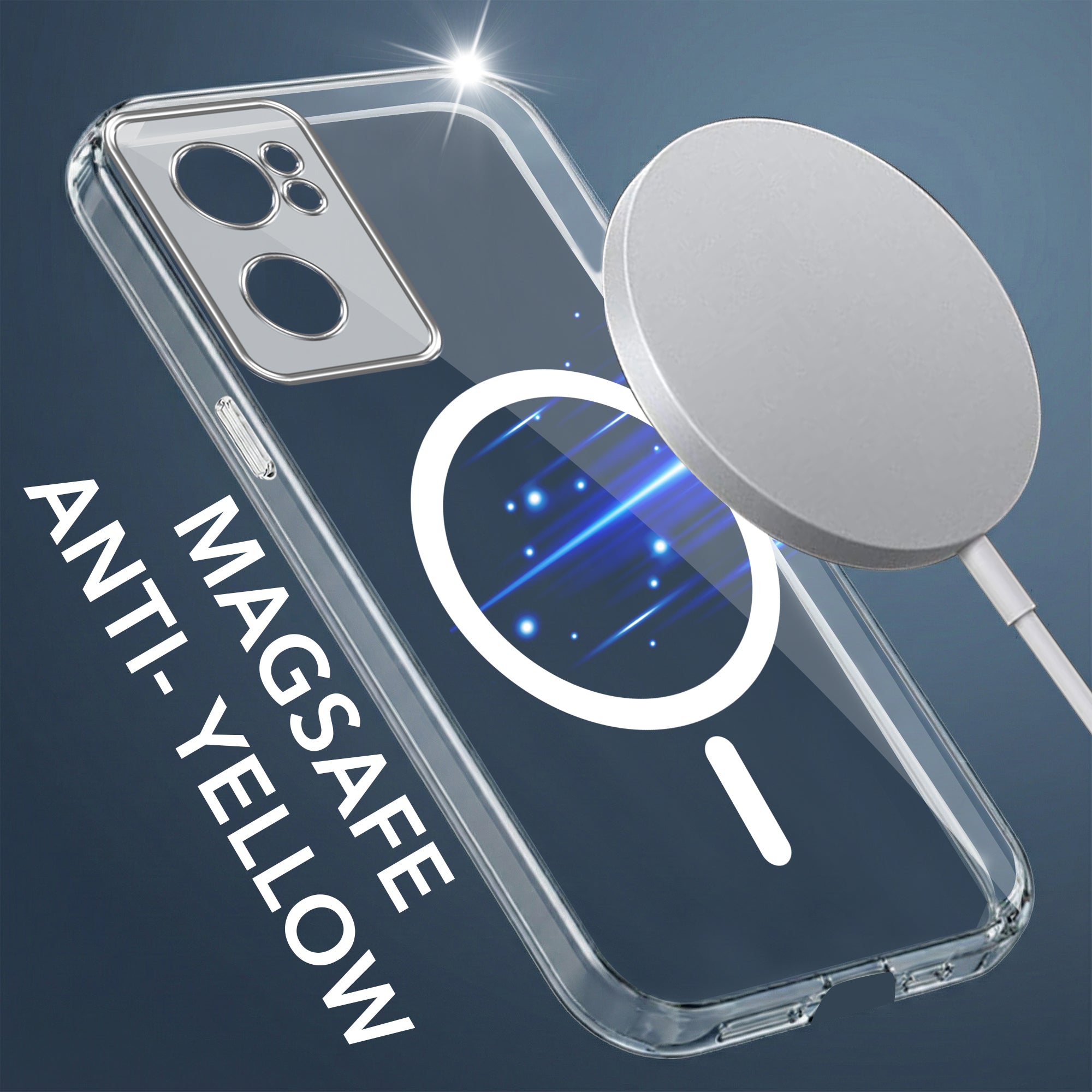 For OnePlus Nord CE 2 5G Back Cover Case Lifetime Anti-Yellow MagSafe Compatible Clear (Sleek Hard Crystal | Shockproof and Camera Protection)
