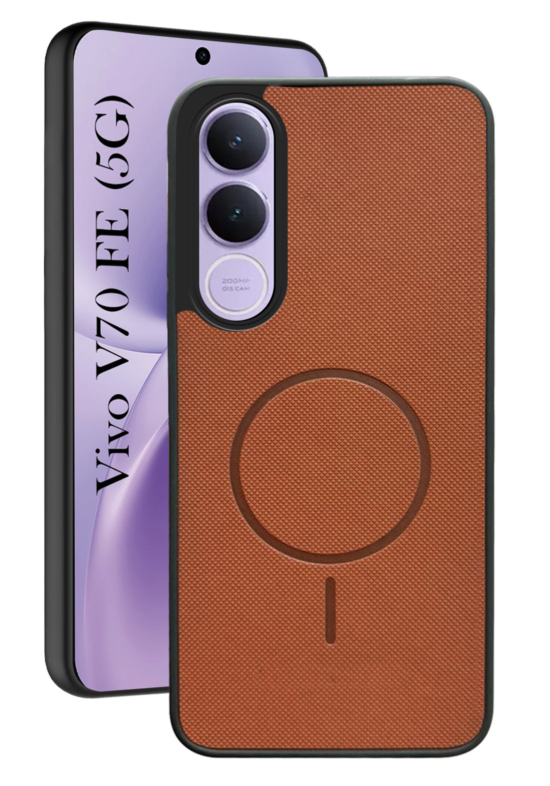 For Vivo V70 FE 5G Back Cover Case PU Leather (Texture Grip Design | Professional Minimalist | Camera Protection | Soft and Flexible)