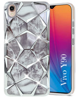 For Vivo Y90 Back Cover Case (Dual Design Glitter Sparkle and Detachable Diamond Print Case | Soft and Flexible)