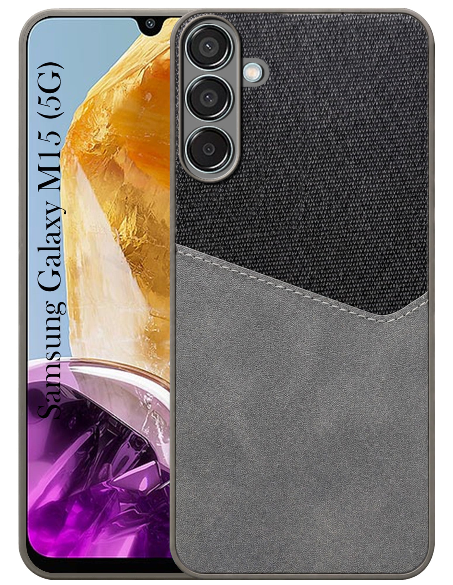 For Samsung Galaxy M15 5G Back Cover Case (Dual PU Leather Stitch | Professional Minimalist | Soft and Flexible)