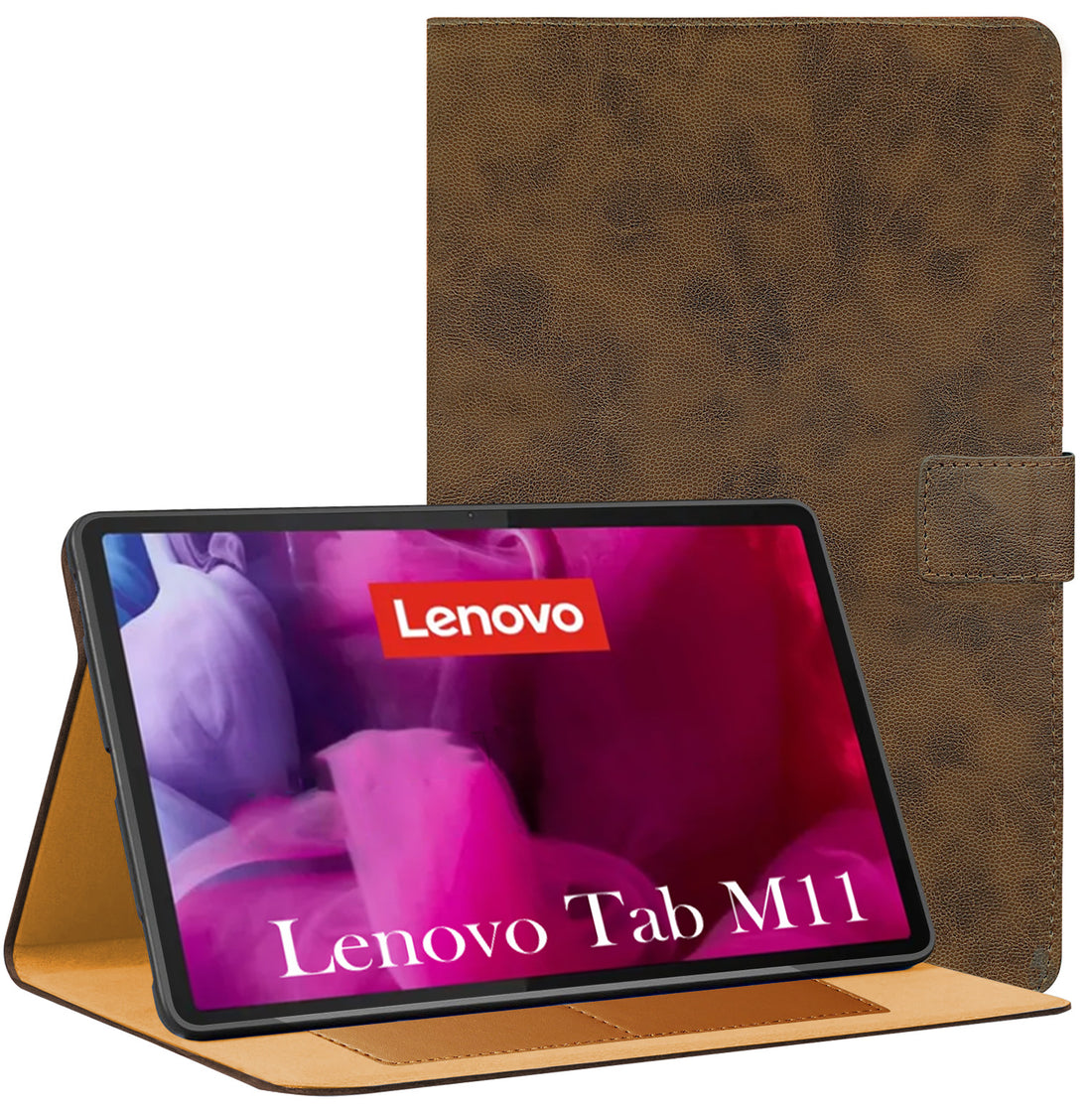 For Lenovo Tab M11 11 Inch TB330FU/TB330KU Flip Cover Folio Cover (PU Leather | Multi-Angle Smart Stand | Card Storage Slots | Silicone Back Pouch)