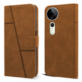 For Vivo T3 Ultra Flip Cover Case( Stitched Leather with Magnetic Closure)