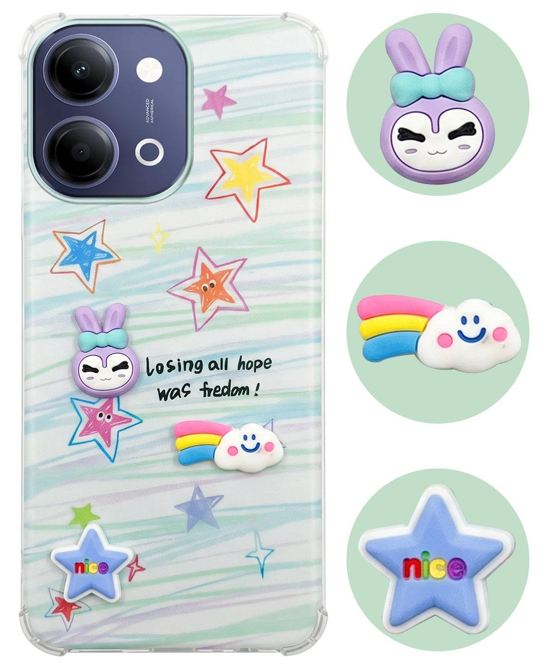 For Vivo iQOO Z11 Lite Back Cover Case (3D Cute Cartoons | Hard Back Side Soft | Matte Premium Finish | HD Printing)