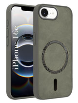 For Apple iPhone 16e Back Cover Case Leather Finish (MagSafe Compatible Wireless Charging | Soft Touch | Camera Bump Protection)