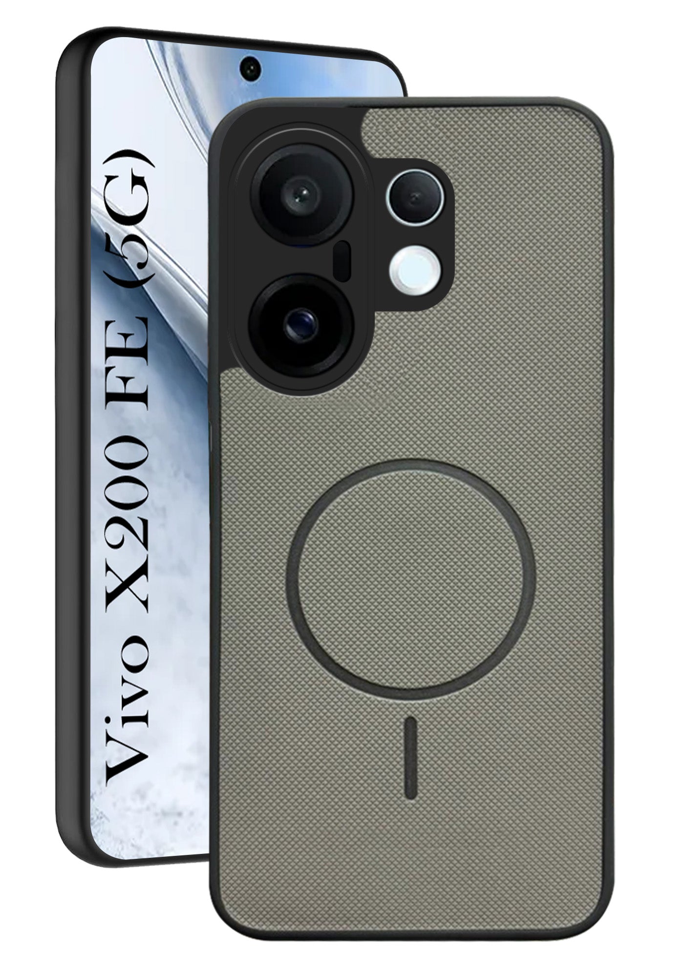 For Vivo X200 FE Back Cover Case PU Leather (Texture Grip Design | Professional Minimalist | Camera Protection | Soft and Flexible)