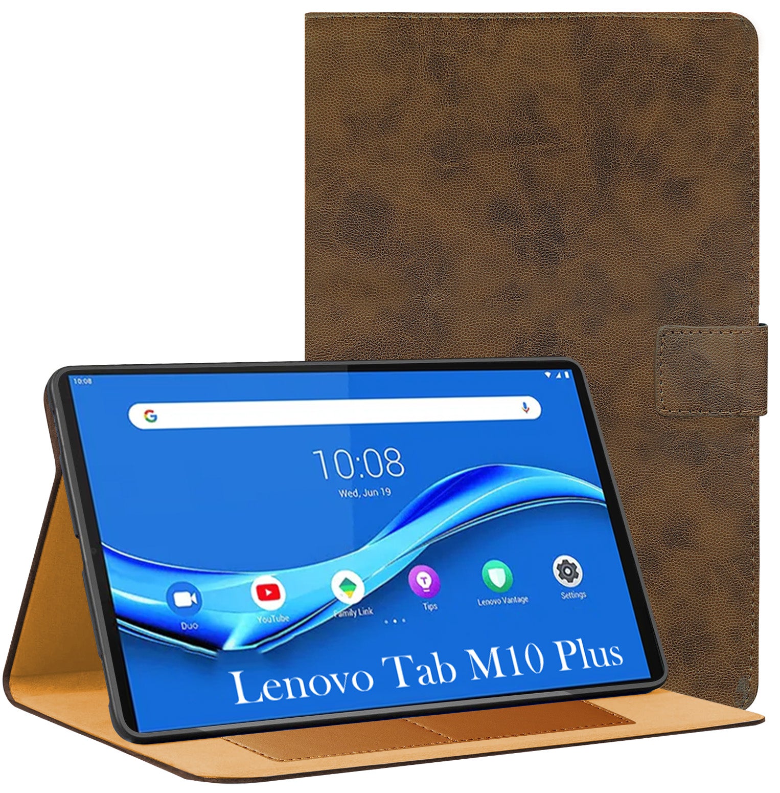 For Lenovo Tab M10 Plus 10.3 Inch TB-X606/X606F/X606X/X606V Flip Cover Folio Cover (PU Leather | Multi-Angle Smart Stand | Card Storage Slots | Silicone Back Pouch)