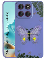 For Motorola Moto Edge 60 Pro Back Cover Case (Soft Butterfly Embroidery | Women Teen Girls | Camera Protection| Matte Silicone)