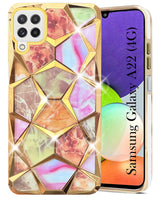For Samsung Galaxy A22 4G Back Cover Case (Dual Design Glitter Sparkle and Detachable Diamond Print Case | Soft and Flexible)
