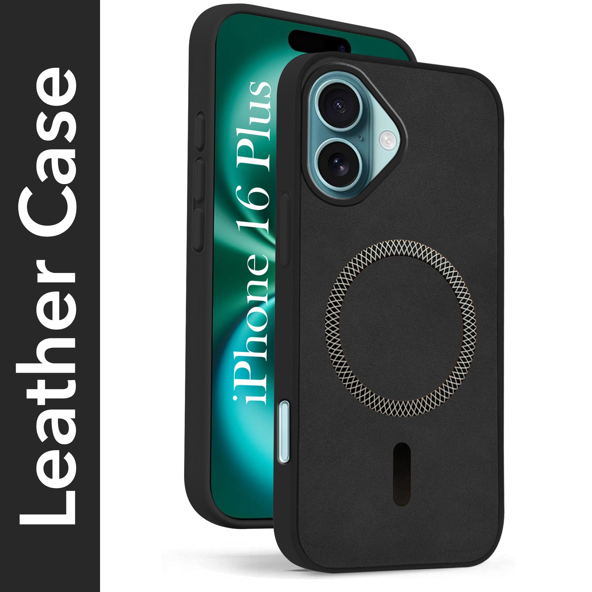 For Apple iPhone 16 Plus Back Cover Case (Sleek Leather Finish | MagSafe Compatible Wireless Charging | Camera Bump Protection)