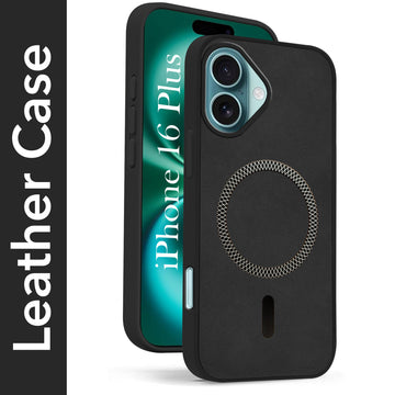 For Apple iPhone 16 Plus Back Cover Case (Sleek Leather Finish | MagSafe Compatible Wireless Charging | Camera Bump Protection)