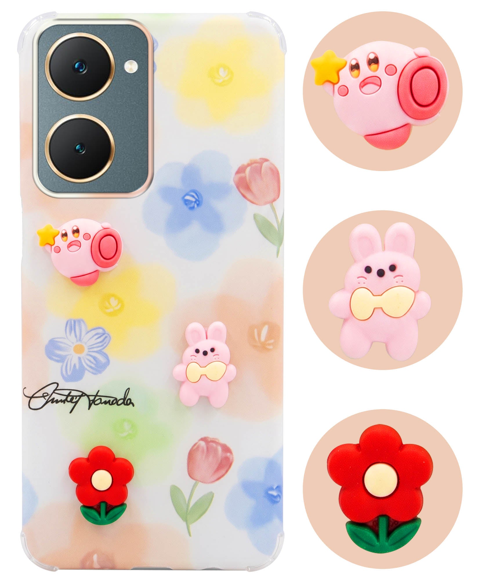 For Vivo Y18 | Y18e | Y03 | Y18i | Y18t Back Cover Case (3D Cute Cartoons | Hard Back Side Soft | Matte Premium Finish | HD Printing)