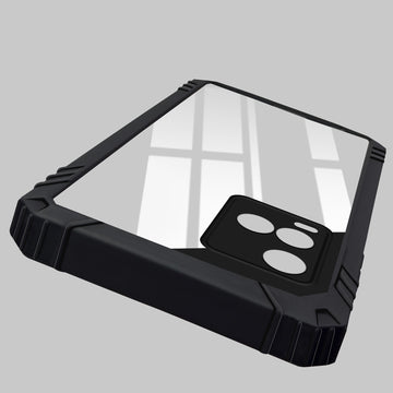 For Vivo Y21 2021 Back Cover Case (Ultimate Shockproof Bumpers | Anti Yellow | Rugged Armor | Hybrid PC | Black )