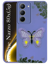 For Realme Narzo 80x Back Cover Case (Soft Butterfly Embroidery | Women Teen Girls | Camera Protection| Matte Silicone)