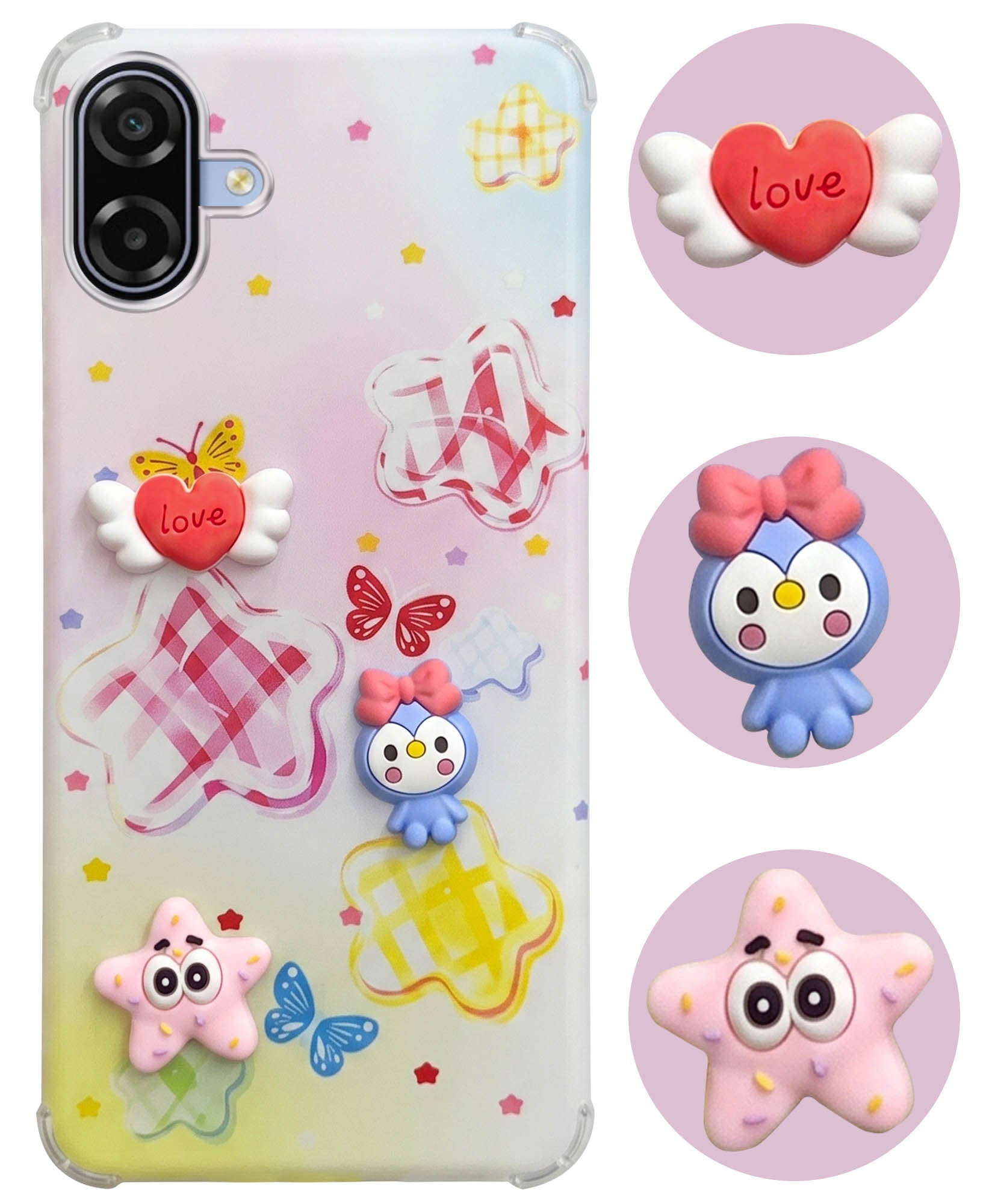 For Samsung Galaxy A07 5G | F70e 5G Back Cover Case (3D Cute Cartoons | Hard Back Side Soft | Matte Premium Finish | HD Printing)