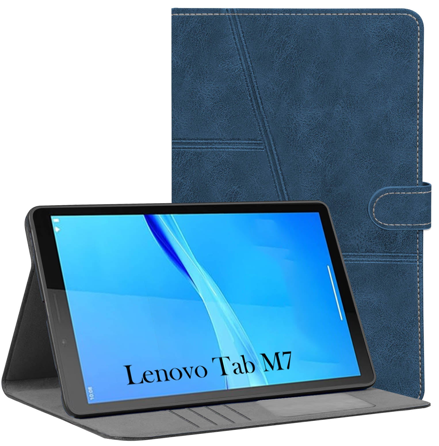 For Flip Cover Folio Case  Lenovo Tab M7 (TB-7305F, TB-7305X, TB-7305I) 7 Inch (PU Leather | Multi-Angle Smart Stand | Card Storage Slots | Silicone Back Pouch)