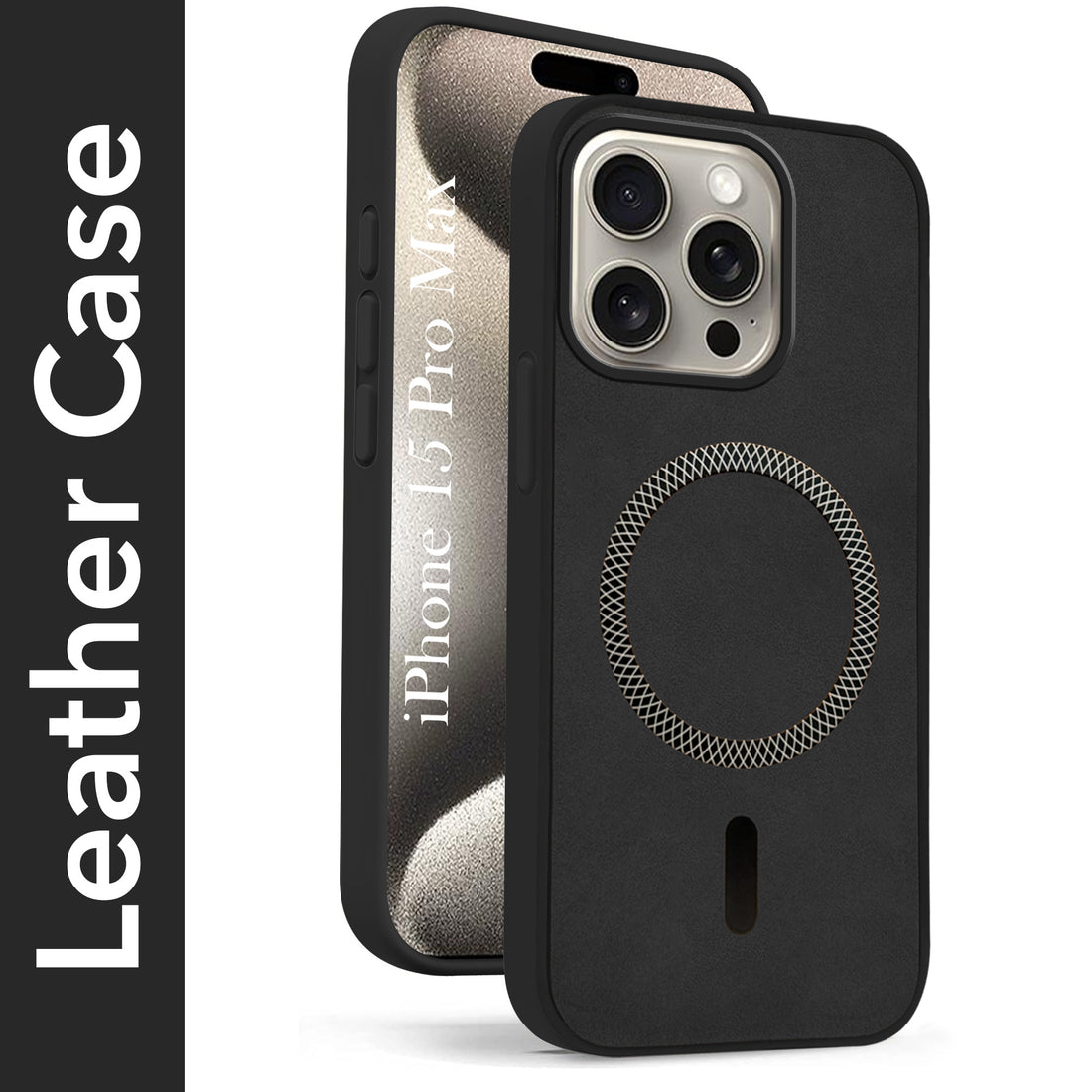 For Apple iPhone 15 Pro Max Back Cover Case (Sleek Leather Finish | MagSafe Compatible Wireless Charging | Camera Bump Protection)